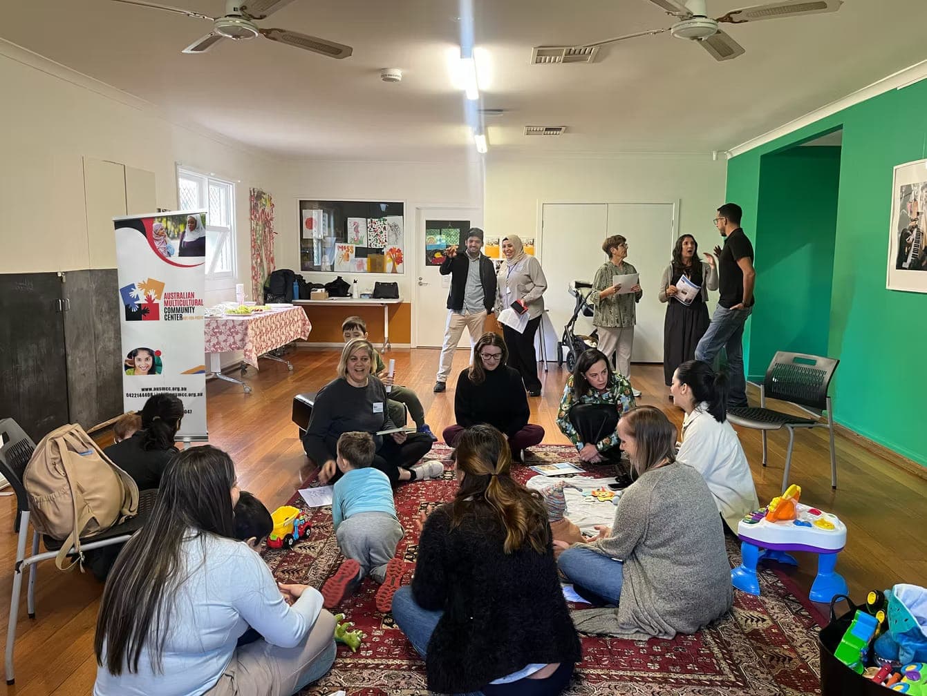 Families enjoying storytime together