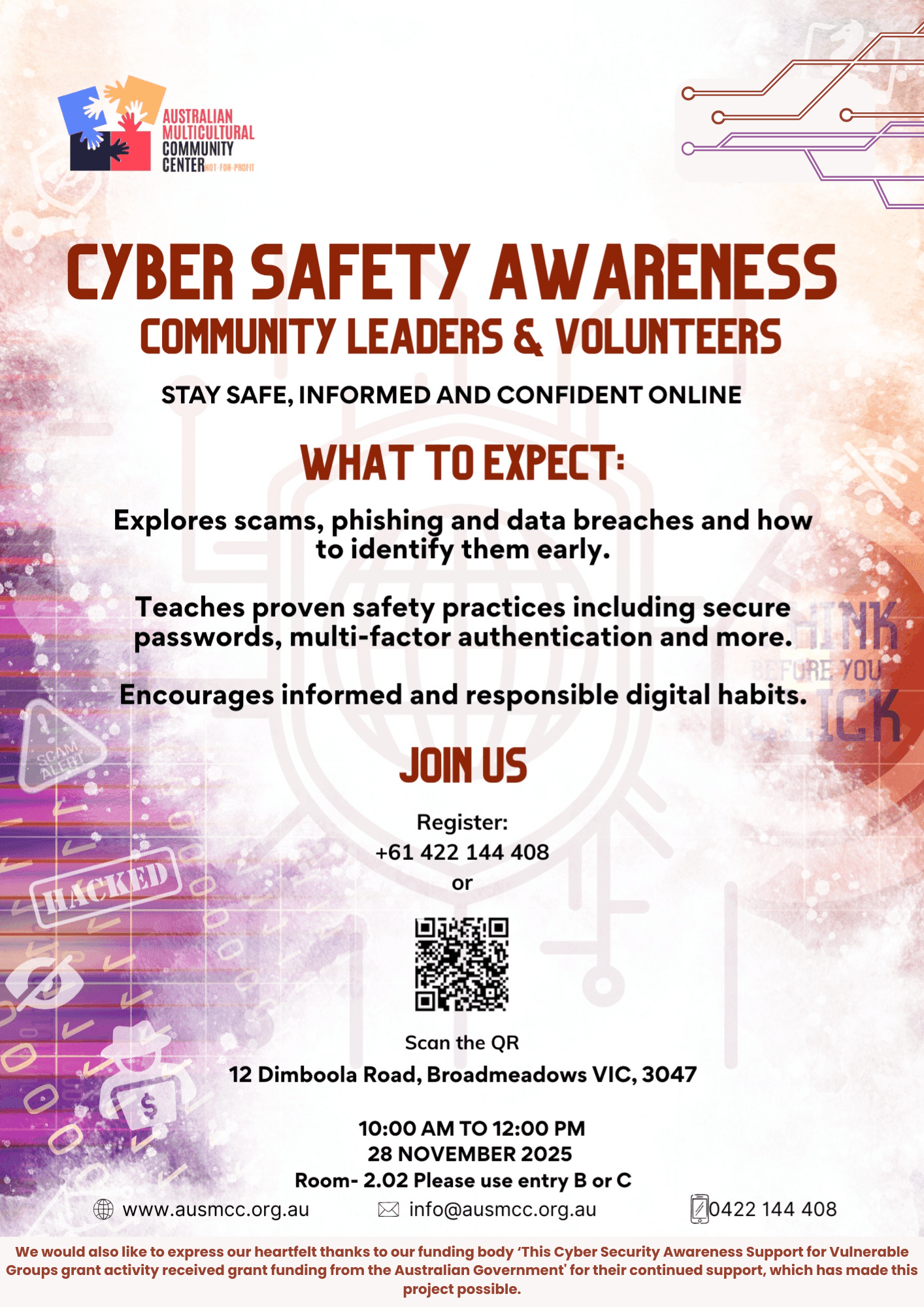 Cyber Safety Workshop (Community Leaders and Volunteers) flyer