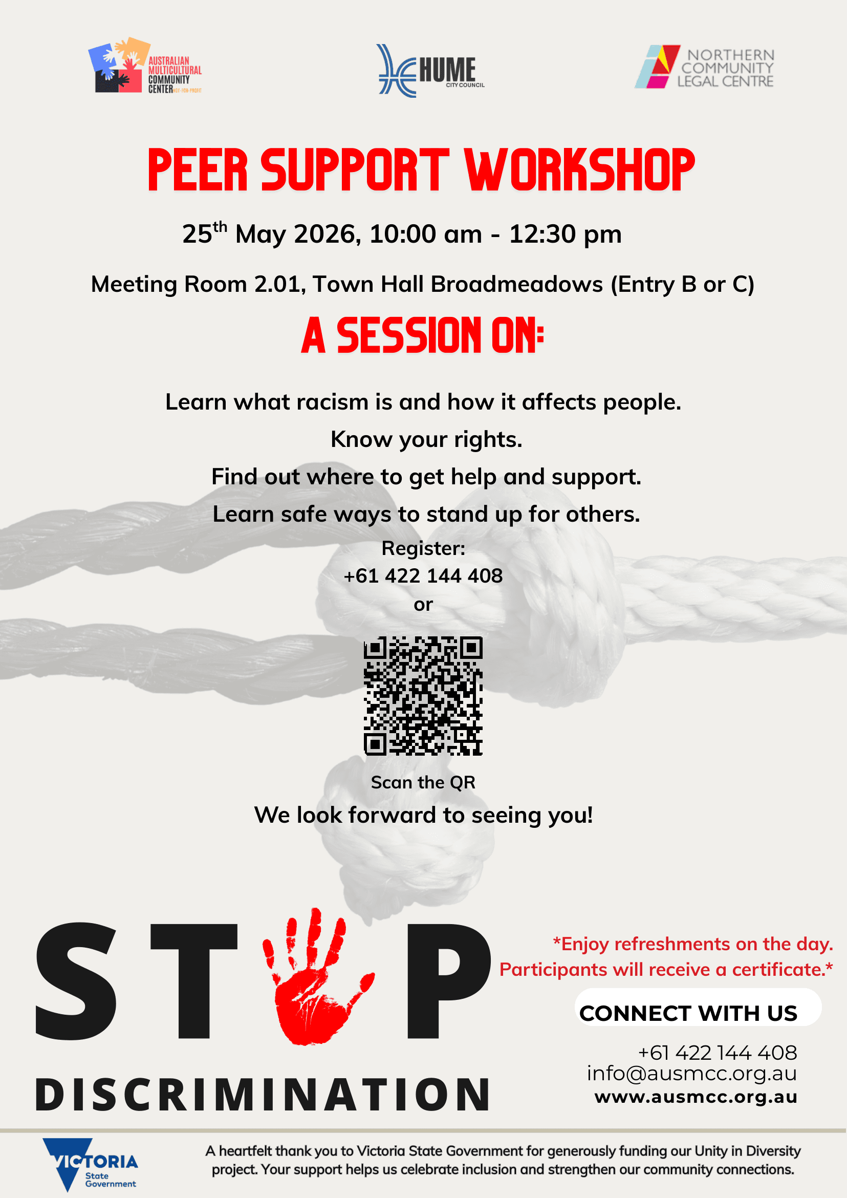 Peer Support Workshop flyer