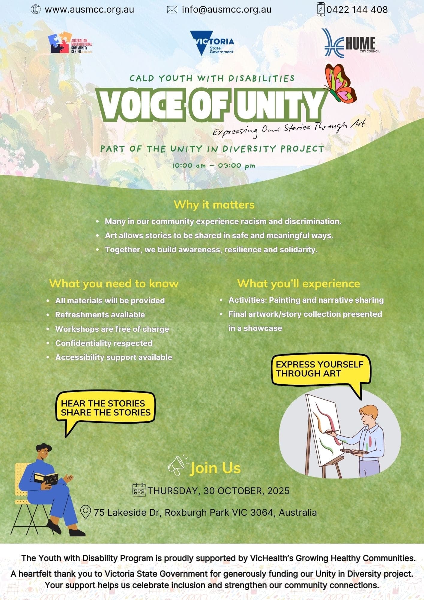 Unity in Diversity: Creative Expression & Anti-Racism Workshop 3 (Youth with All Abilities) flyer