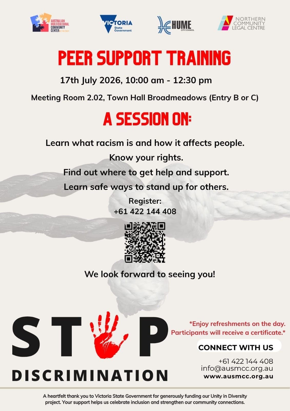 Peer Support Training flyer