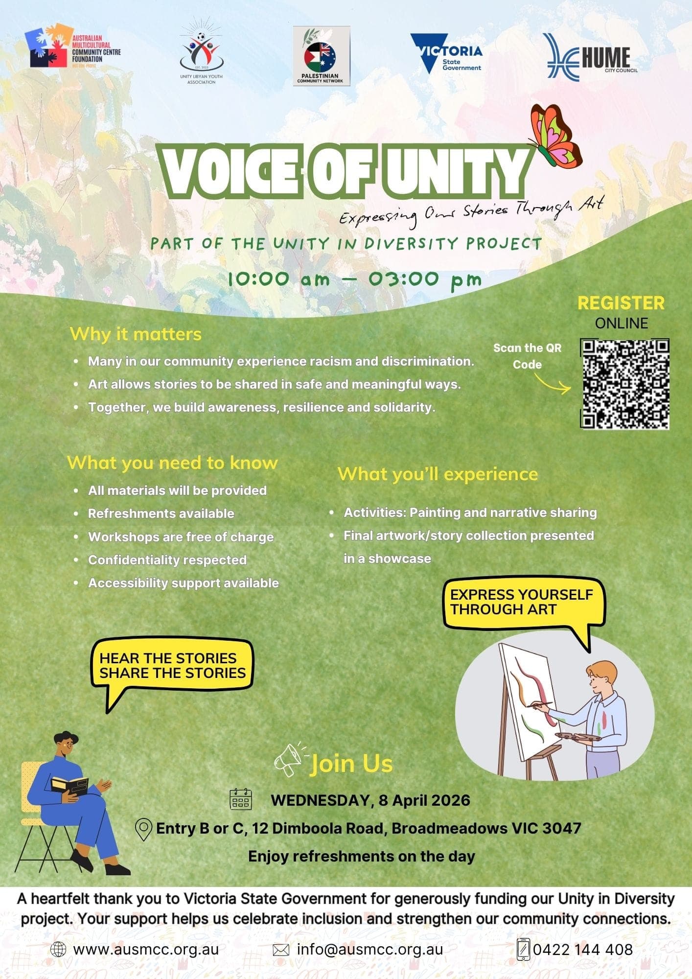 Session 5: Voice of Unity: Creative Expression Arts and storytelling flyer